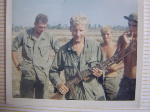 Me with RPD captured machinegun-Sgt Paul-1st platoon leader on left-David SantaCruz on right front, later KIA